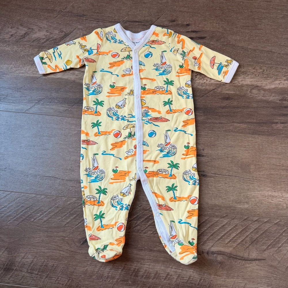 0-3M Roller Rabbit Pima Yellow Beach Footie